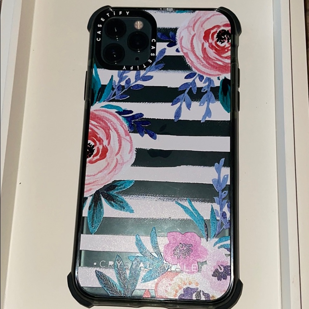 Striped/Floral Print iPhone 11 Pro Max Case